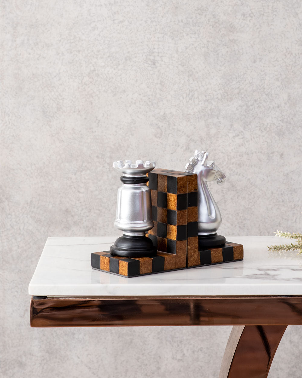 Chess Bookend Set - Silver - The Decor Kart 