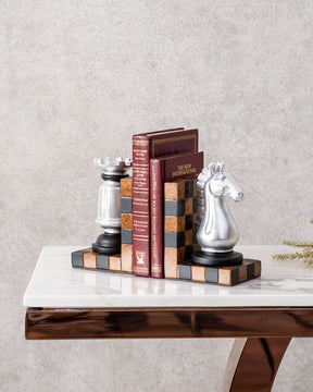 Chess Bookend Set - Silver - The Decor Kart 