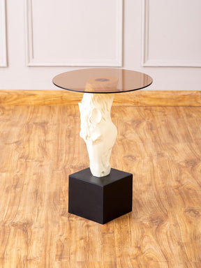 Equestrian Side Table - White - The Decor Kart 