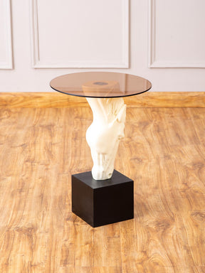 Equestrian Side Table - White - The Decor Kart 