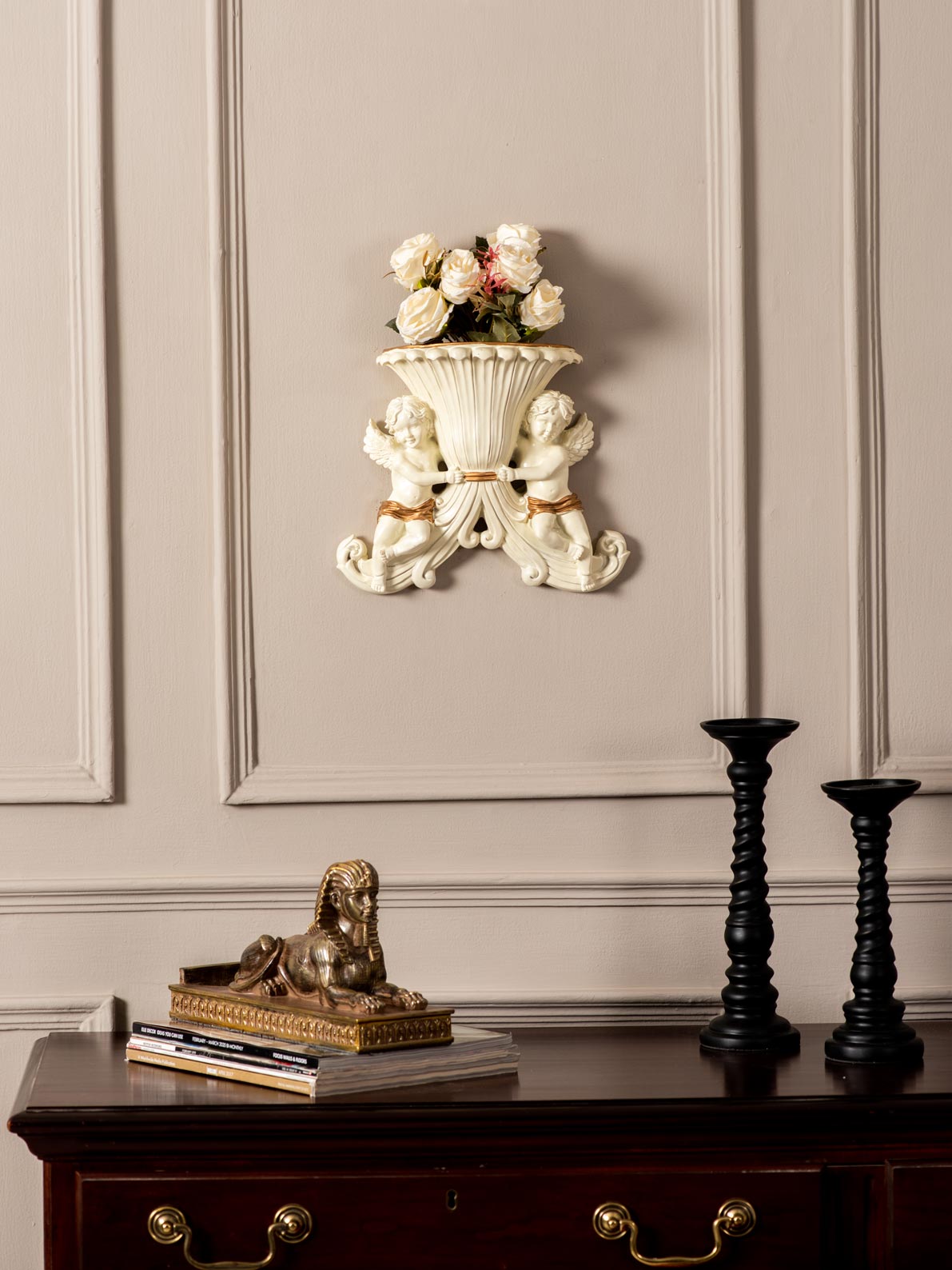 Angel Cherubs - Wall Mounted Planter Urn - The Decor Kart
