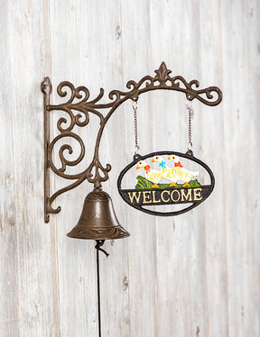 Welcome - Cast Iron Wall Mounted Bell - The Decor Kart 