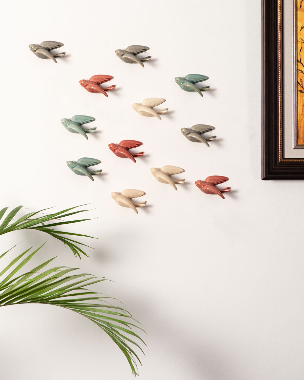 Nightingale Wall Mounted Ceramic Birds Small - Set of 12 - The Decor Kart 