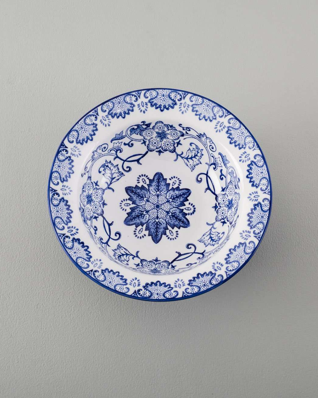 3-Footed Traditional Blue & White Hand-Painted Bowl - 11" - The Decor Kart