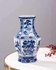 'Imperial Landscape' Blue & White Porcelain Vase - The Decor Kart