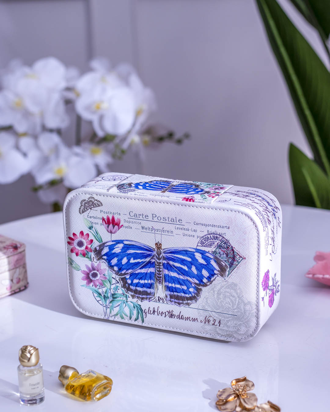 Butterfly Jewellery Organizer Box - White