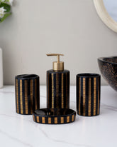 Ribbed 4-Piece Bath Set - Black