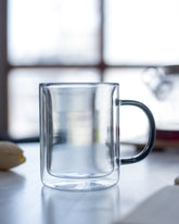 Double Wall Glass Tea Cup- Black
