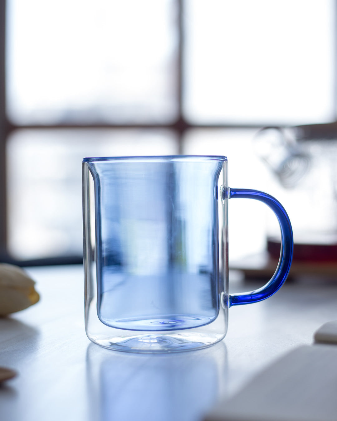 Double Wall Glass Tea Cup- Blue