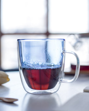 Double Wall Glass Cup - Blue