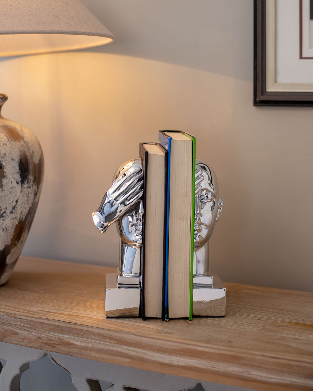 'Thoughtful' Silver Bookends