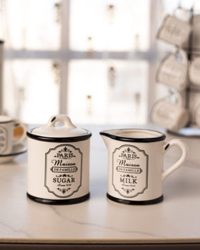'Paris Maison De Famille' Sugar Canister + Milk Pot - The Decor Kart 