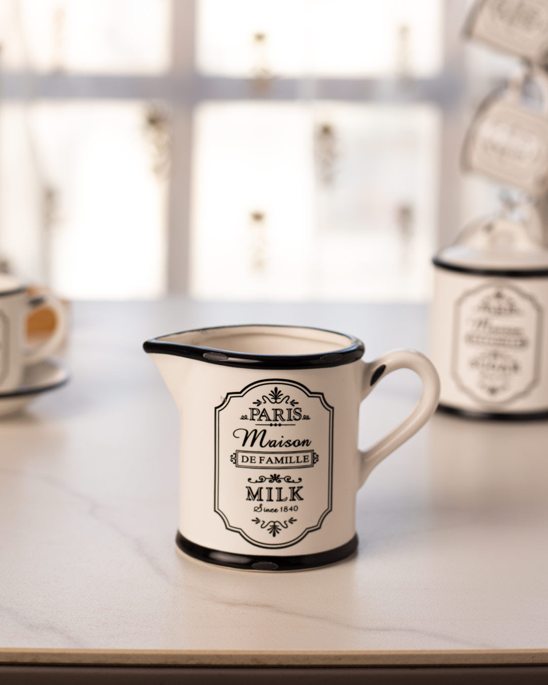 'Paris Maison De Famille' Sugar Canister + Milk Pot - The Decor Kart 