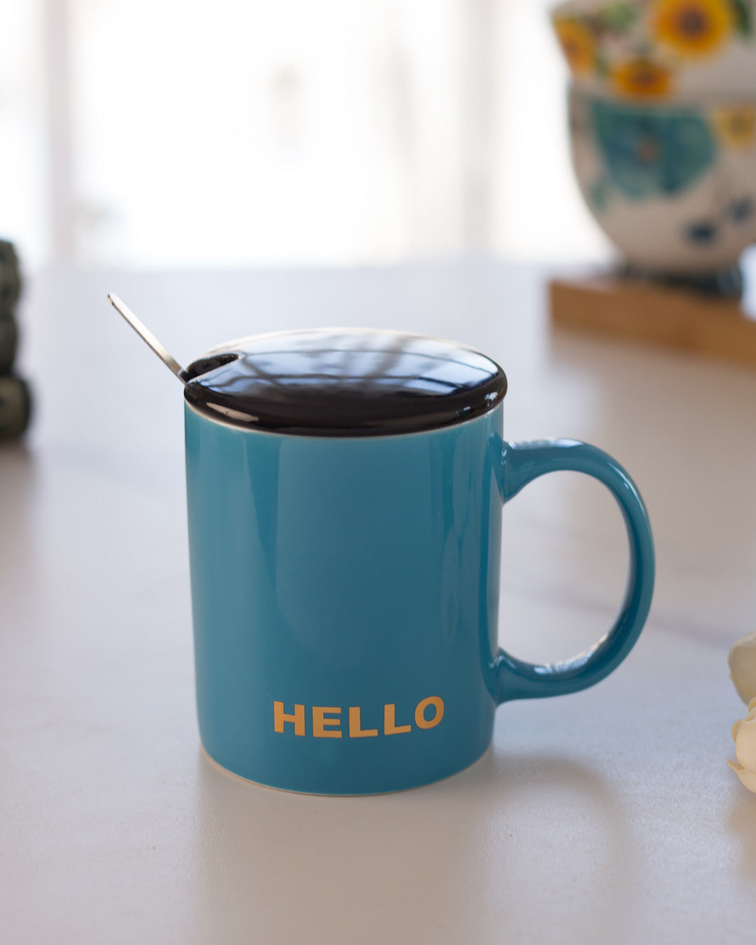 'Hello' Coffee Mug - Sky Blue