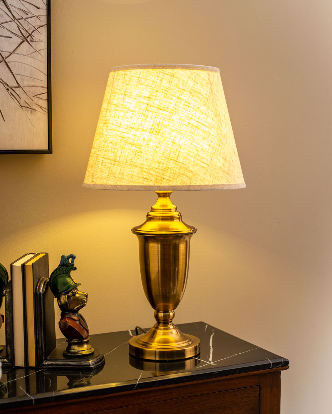 Sculptural Brass Finish Table Lamp