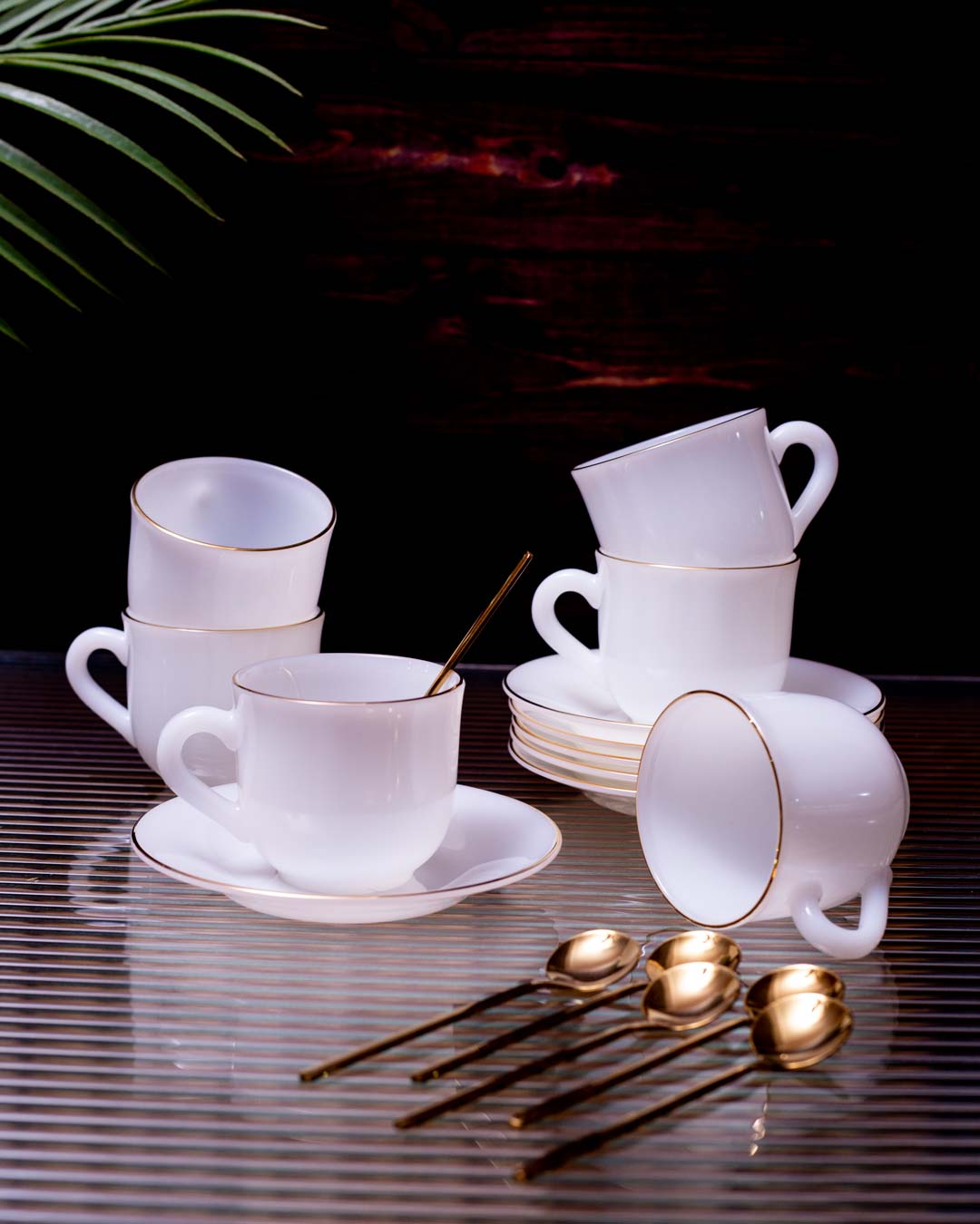Luxe Gold Rimmed Cup & Saucer - Clear - The Decor Kart 