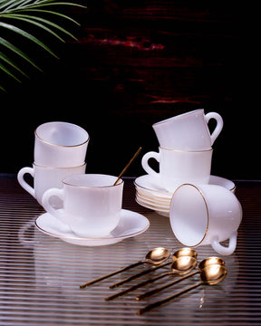 Luxe Gold Rimmed Cup & Saucer - Clear - The Decor Kart 
