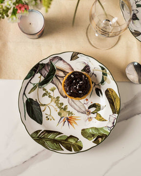 Chic Borneo White Quarter Plate adorned with a delicate floral print, offering a fresh and modern twist on traditional dinnerware, perfect for contemporary table settings.
