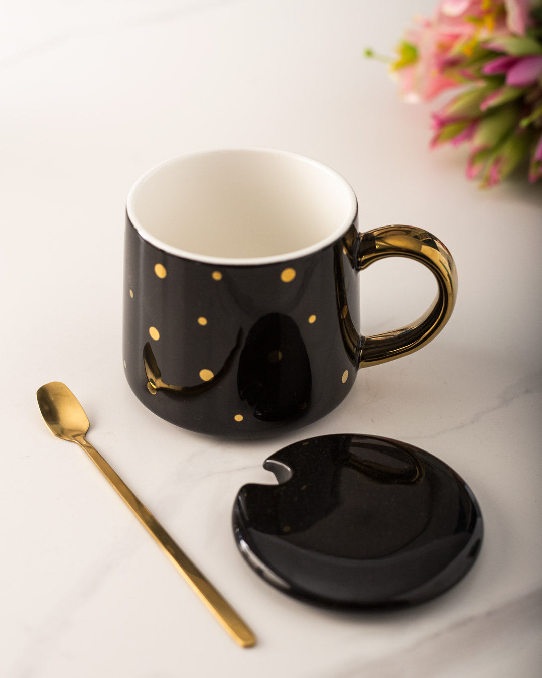 Polka Black Mug - The Decor Kart 
