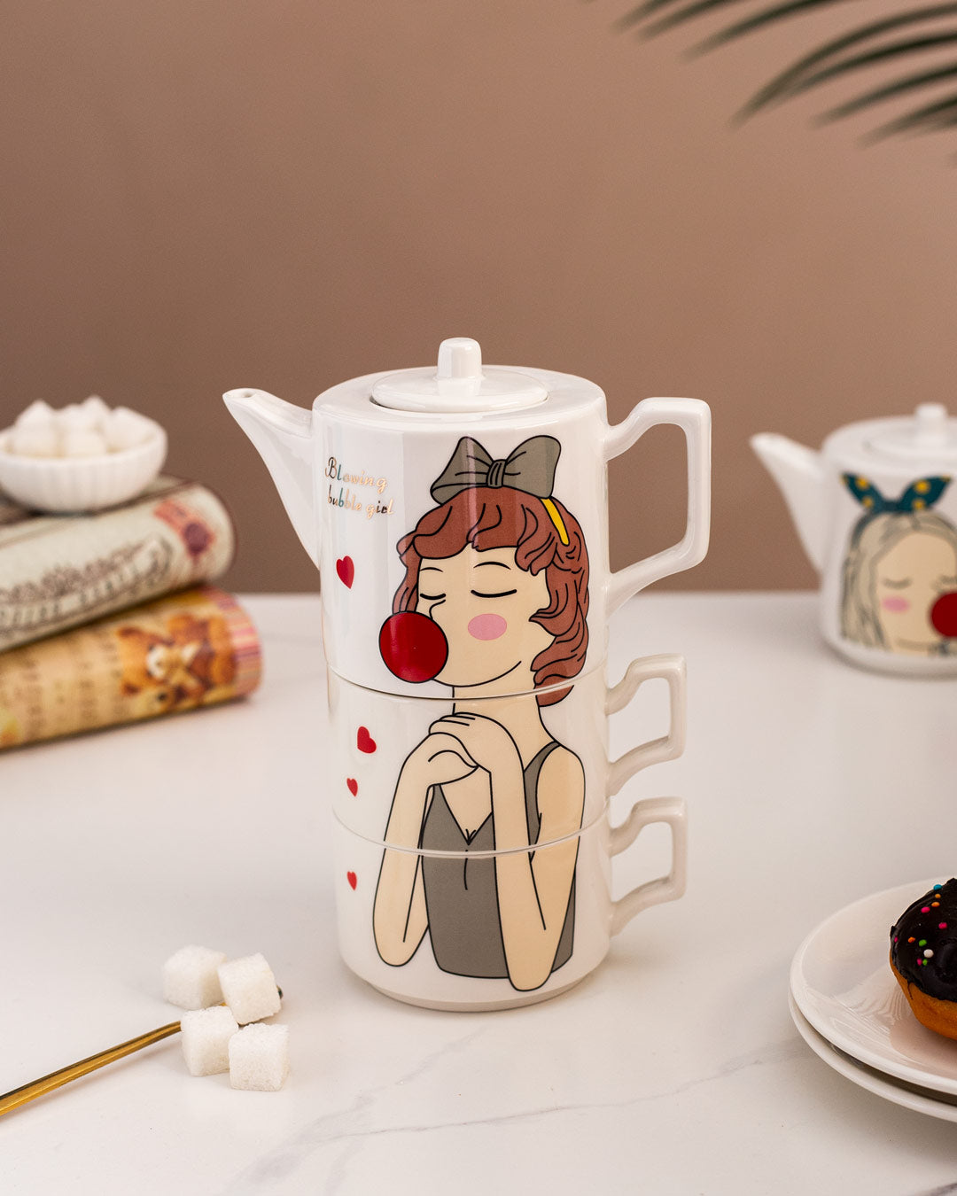'Girl Hand Printed' Tea for Two Set