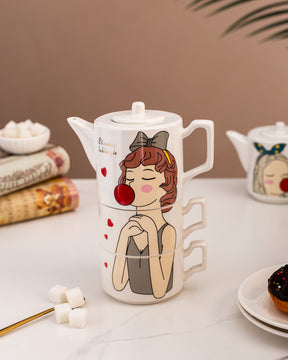 'Girl Hand Printed' Tea for Two Set