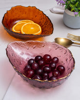 Pear Shaped Glass Bowl - Mauve