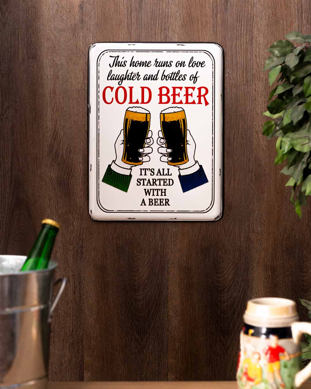 'Cold Beer' Tin Bar Sign