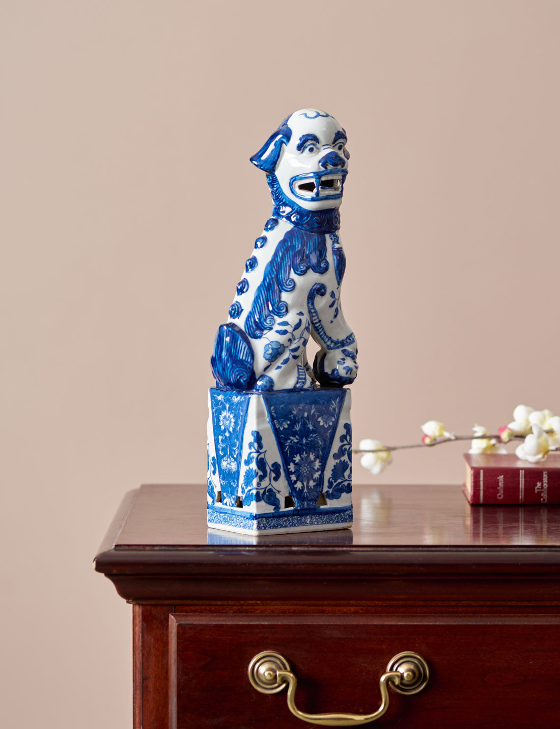 Blue & White Porcelain Foo Dogs - Set of 2