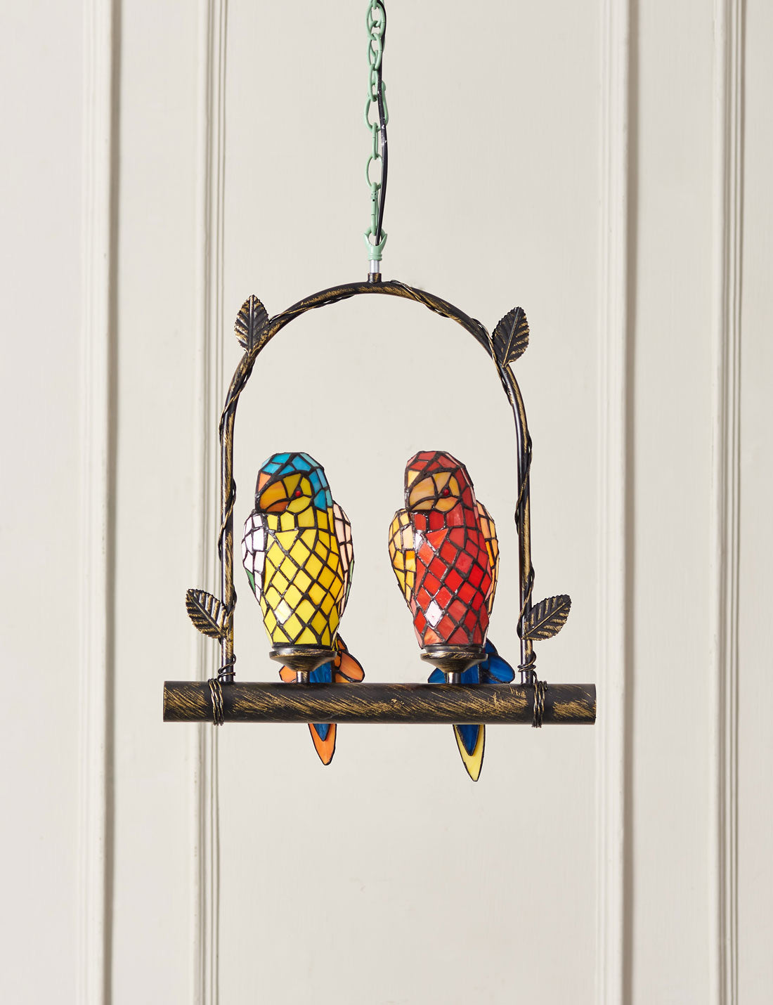 Twin Tropical Tiffany Parrots Ceiling Light - The Decor Kart