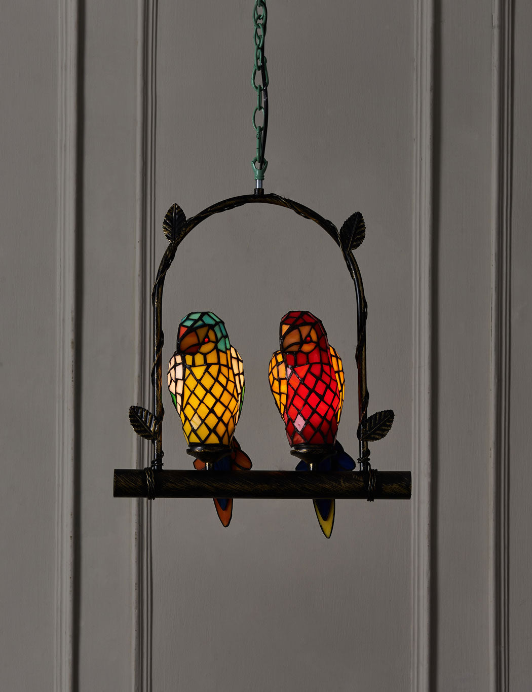 Twin Tropical Tiffany Parrots Ceiling Light - The Decor Kart
