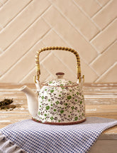 Green Flora - Ceramic Tea Kettle - The Decor Kart 