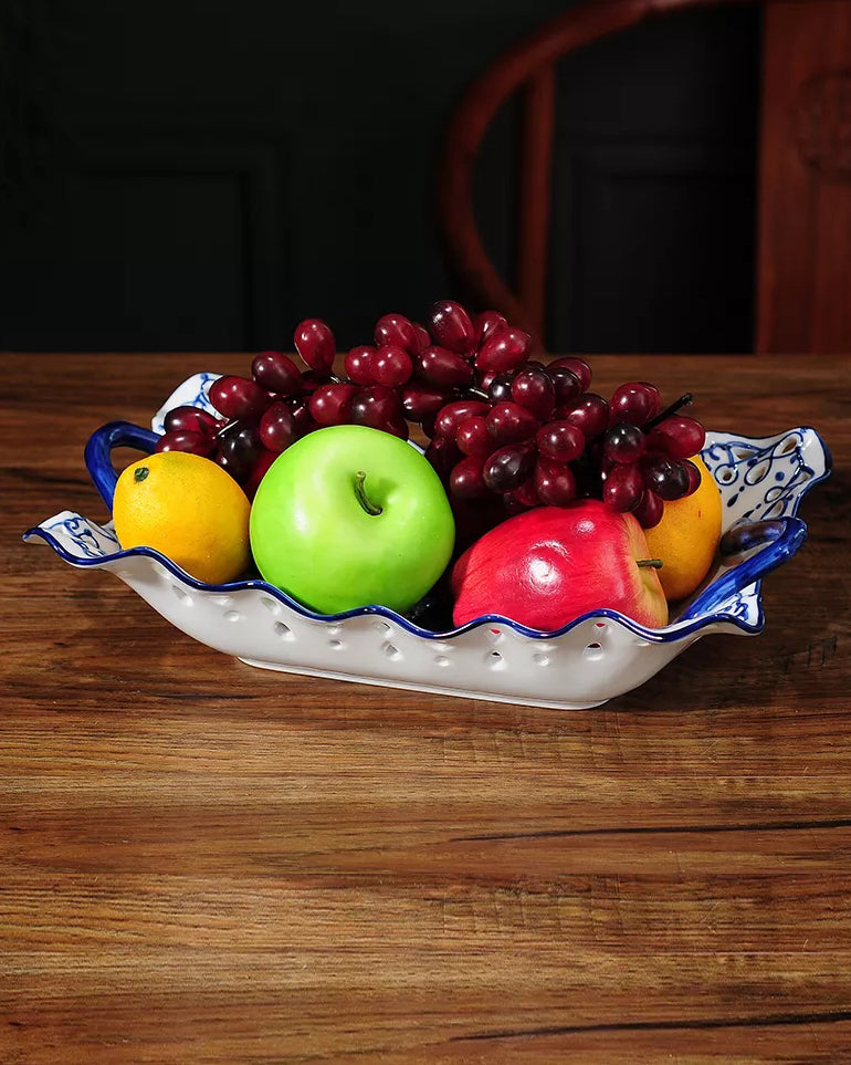 Traditional Blue & White Hand-Painted Tray - The Decor Kart