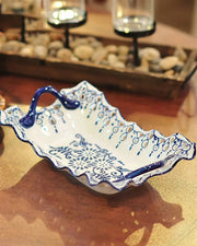 Traditional Blue & White Hand-Painted Tray - The Decor Kart